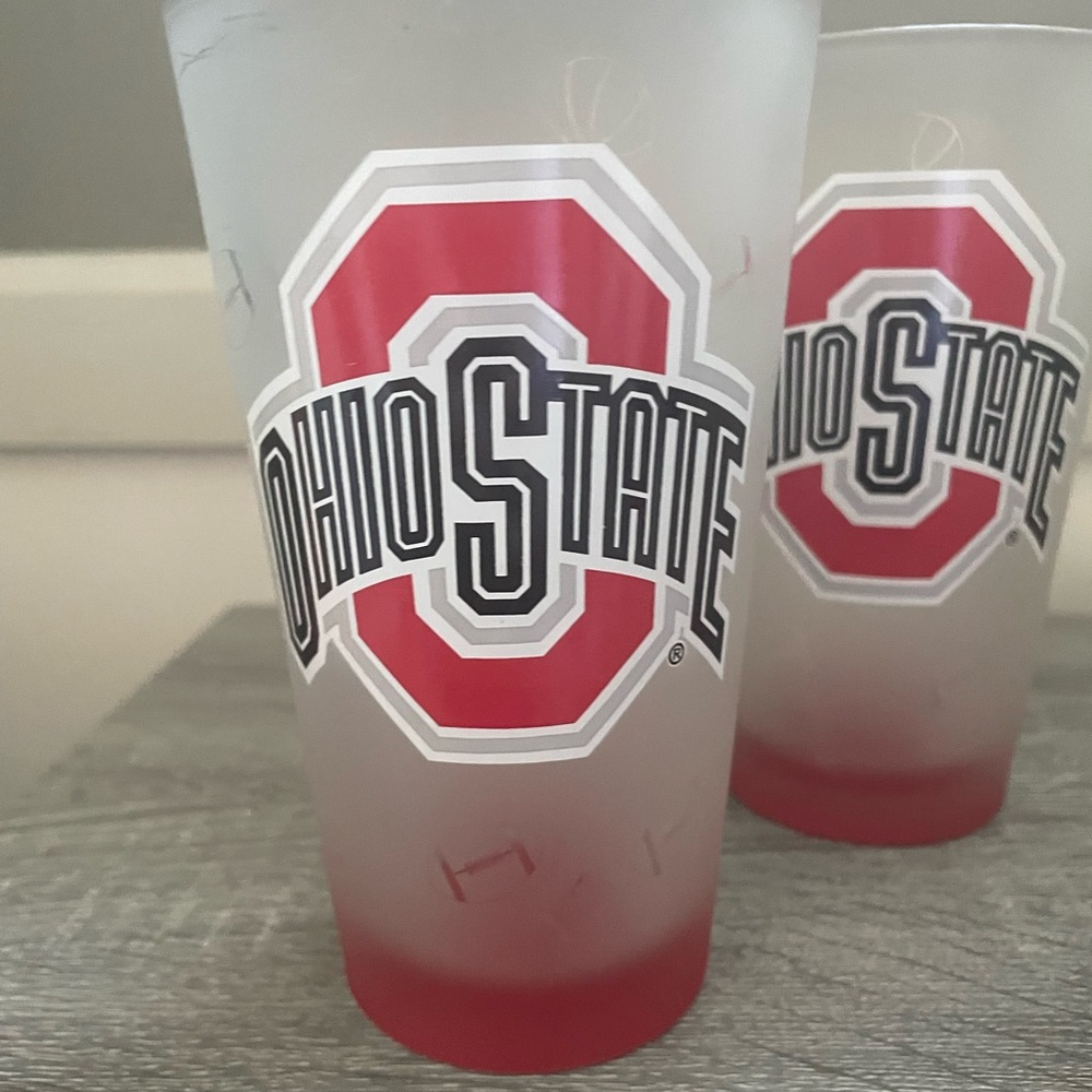 Ohio State Frosted Glass Set - Red and White - Picture 2 of 2